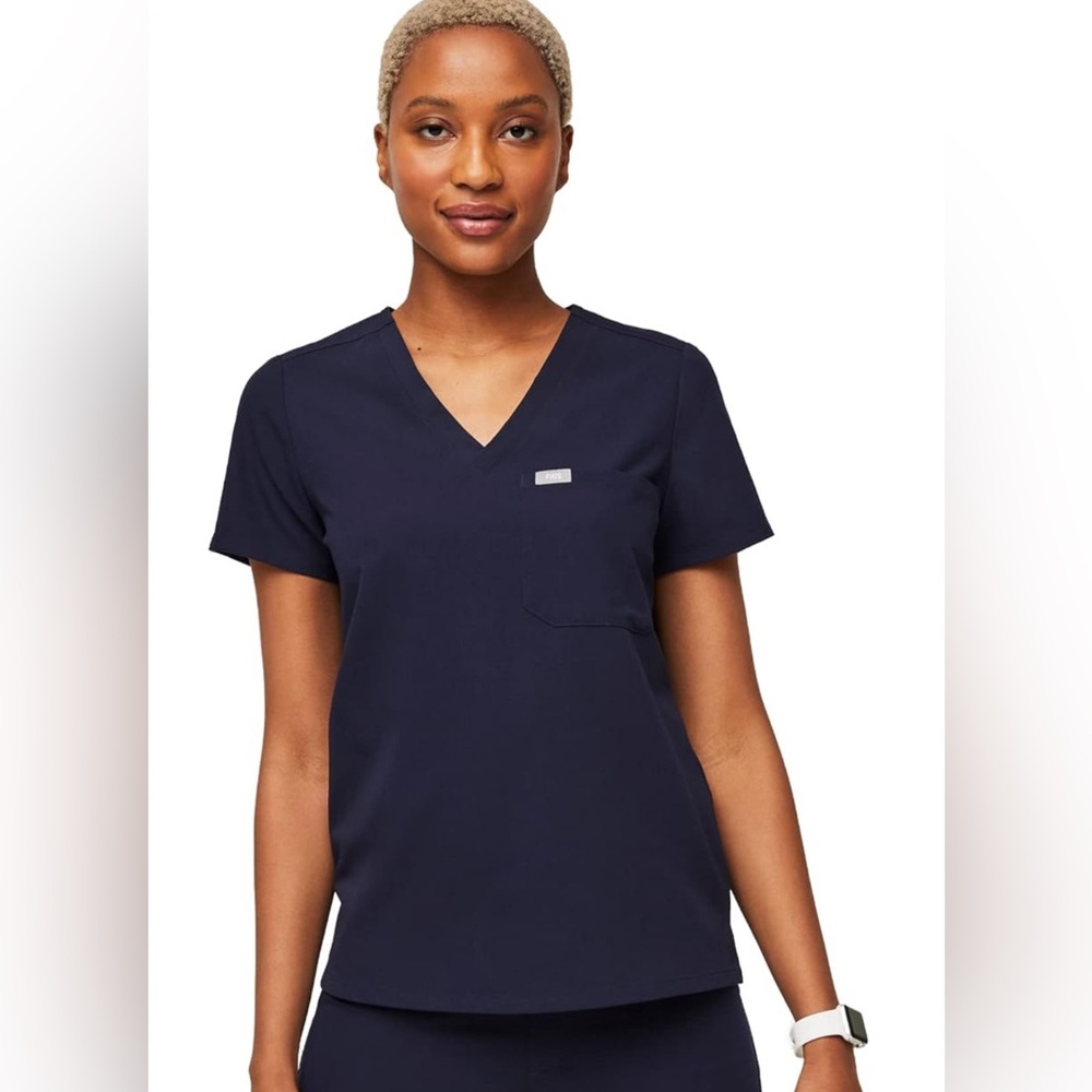 Figs Navy Blue Catrina V-Neck Tee